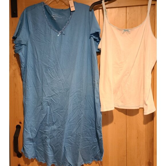 Lot of 3 CACIQUE Sleepwear WOMEN Nightgown & 2 Tanks Plus Size 18/20 *stains - Picture 2 of 16